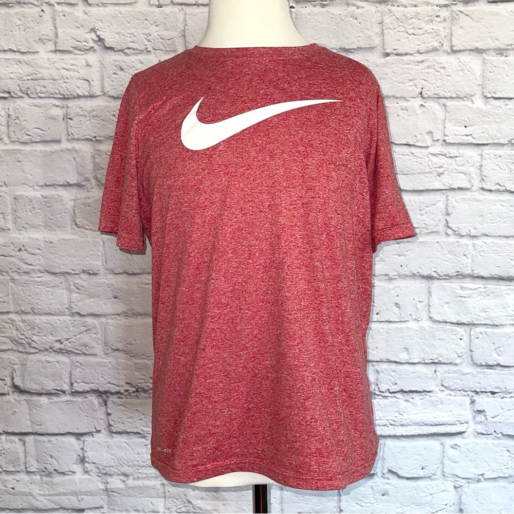 Nike Boys Heather Red Dri-Fit Athletic Tee Sz L EUC